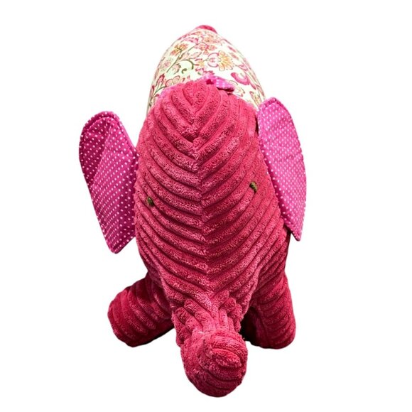 Pier 1 Imports Elephant Pillow Pink Floral Patchwork Corded Plush Bohemian India - Picture 2 of 7